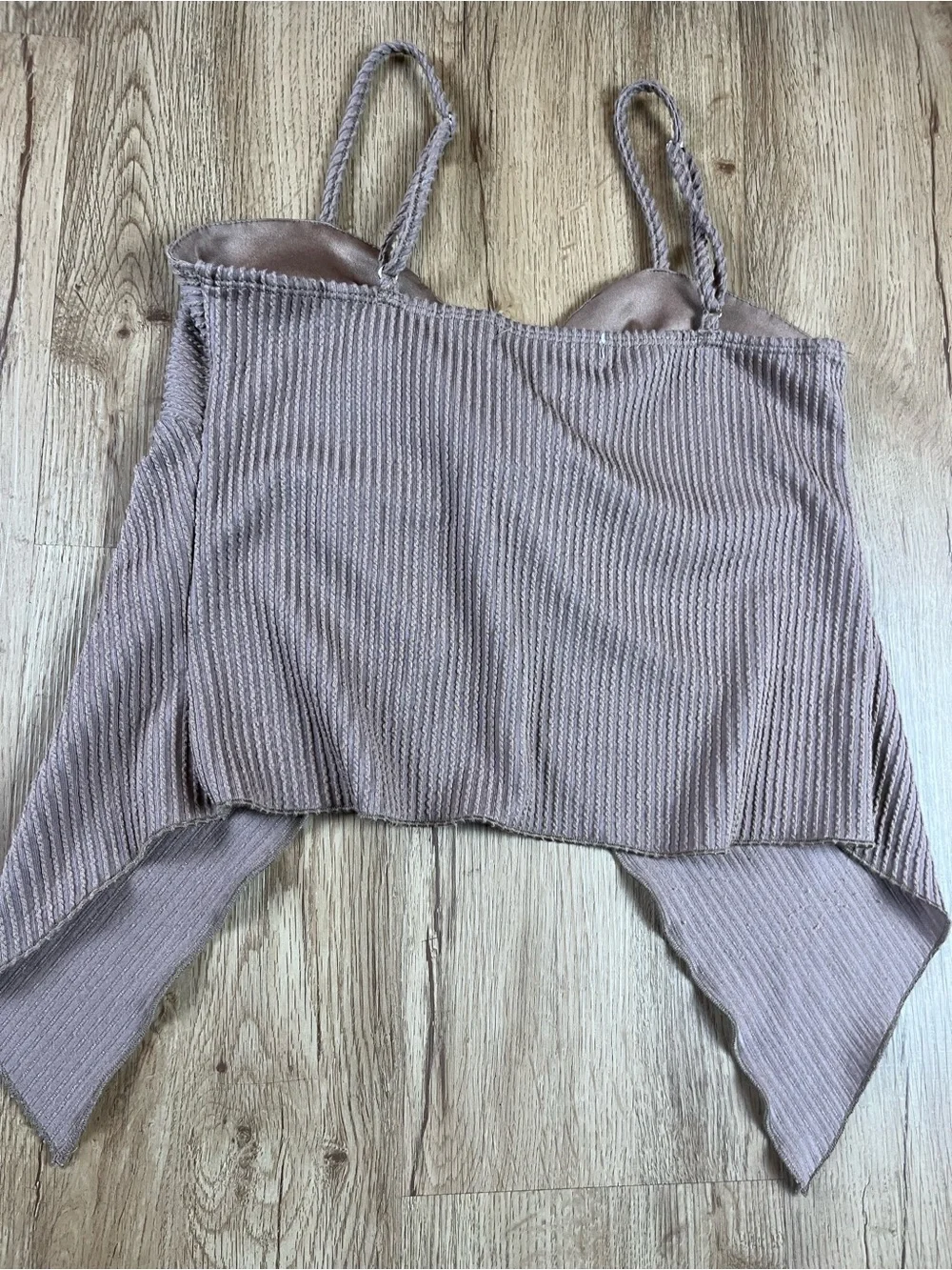 Velvet Moon Y2K Mocha Ribbed Twist Front Handkerchief Cami Top M